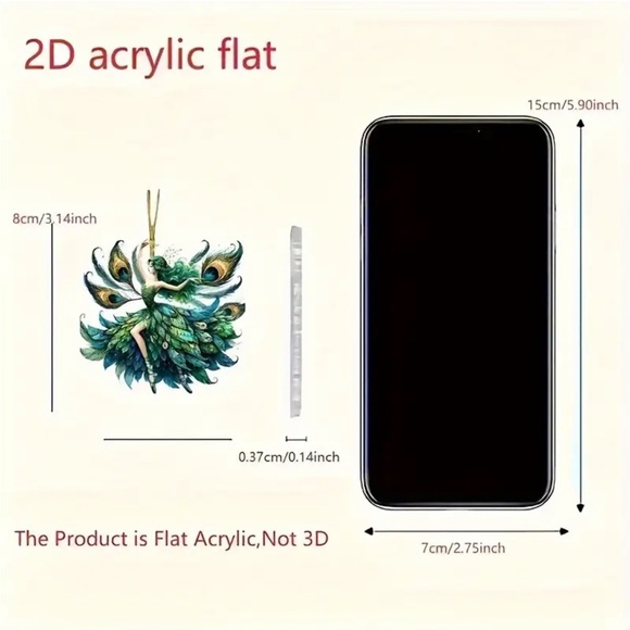 Peacock Fairy Sun Catcher Acrylic 2D Ornament Charm - Picture 5 of 9